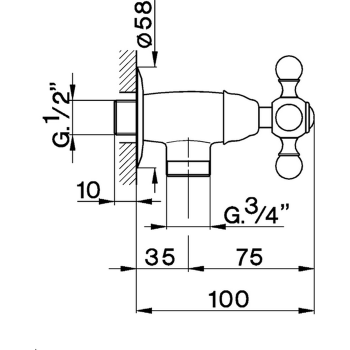 Вывод из стены с держателем для душевой лейки Cisal Arcana хром AR00364021