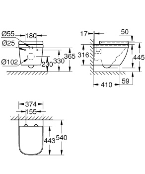Подвесной унитаз Grohe Euro Ceramic Bundle 39554000