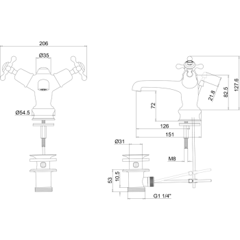 Основание для смесителя Burlington T4B BNKL никель