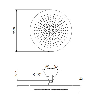 Верхний душ Fantini 300, Nickel PVD 79 95 K073