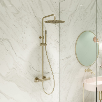 Душевая система Ramonsoler Tzar термостатическая без излива с регулировкой высоты золото 345402RM250OC