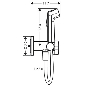 HG Bidette E Гигиенический душ со смесителем,   держатель, цвет черный матовый(без внутренней части 29235180)