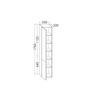 Burgbad Iveo Пенал 176х32х35см., SX, 4 стеклянные полочки, 1 несъемная, подвесная, цвет: белый гляне