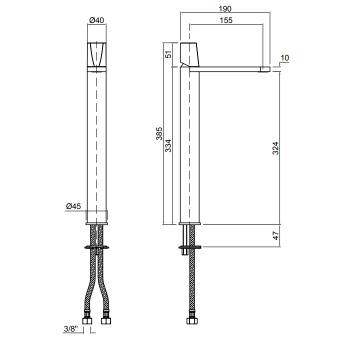 Смеситель для раковины Antonio Lupi Indigo ND304GR Grafite черный