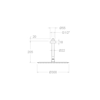 Верхний душ Ramonsoler потолочный квадратный abs чёрный BVRPK225NM