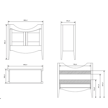 Тумба под раковину Eban Simona 80.5х80х33 1 ящик, 2 дверки ,без ручек, доводчики Blum, tortora FBSSM080ODJ6*3