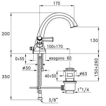Смеситель для раковины Stella Eccelsa Leve 3217m EL 00006 AU00 золото