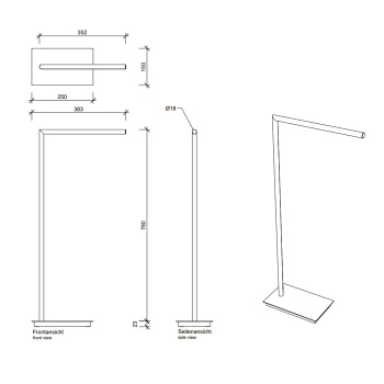 Полотенцедержатель Decor Walther Straight 1 38xh80 напольный, хром 504000