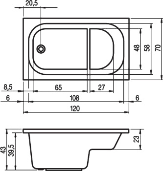 Акриловая ванна Riho 120x70 BZ2500500000000 (B149001005)