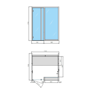 Хаммам Effegibi Yoku H Glass 174x170h214, пристенная, осина термообработанная/calacatta gold extra YO 50 11 0004