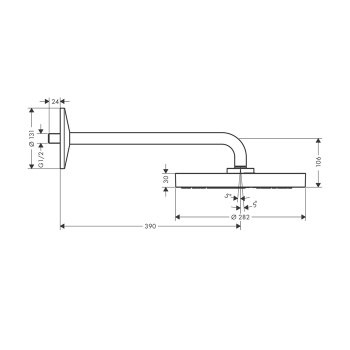 Axor One Верхний душ Ø280 мм., с настенным держателем 389 мм., цвет: шлифованное золото 48491