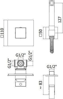 Смеситель с гигиеническим душем Paffoni Tweet Round KITDUP112NO (с внутренней частью)