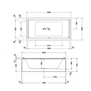 Акриловая ванна Duravit Starck Bathtubs 200x100 700341000000000