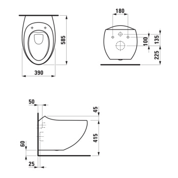 Унитаз подвесной Laufen Alessi One 8.2097.1.757.000.1 LLC, белый матовый