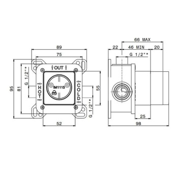 Универсальная внутренняя часть для механического смесителя Kerama Marazzi на 1 источник для душа 10841KM.00.000