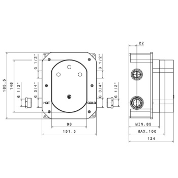 Встраиваемая часть для душа Newform 3/4 на 2 источника, 27751.00.000