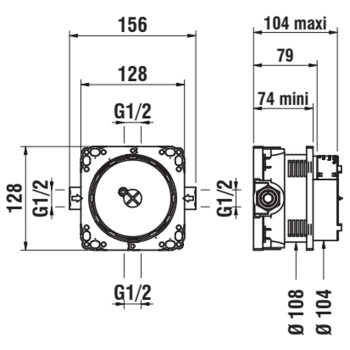 Laufen Simibox Light система скрытого монтажа Simibox Light, с уменьшенным углублением (минимум 74 мм), с запорной арматурой 74-104 мм