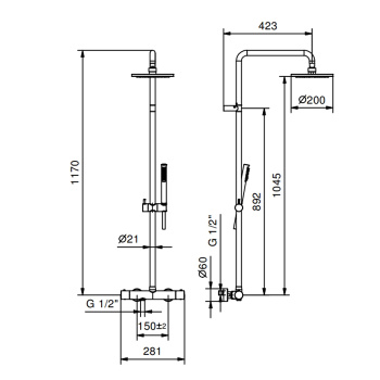 Штанга для душа с внешней частью смесителя Fantini Nostromo хром 86 02 8129