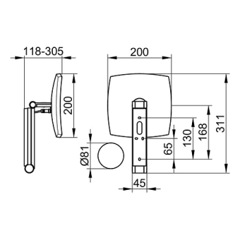 Косметическое зеркало с подсветкой Keuco Ilook_move 20 17613019002 увеличение х5, хром