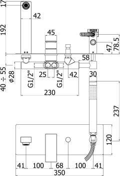 Смеситель для ванны с душем Paffoni Elle EL001CR (с внутренней частью)