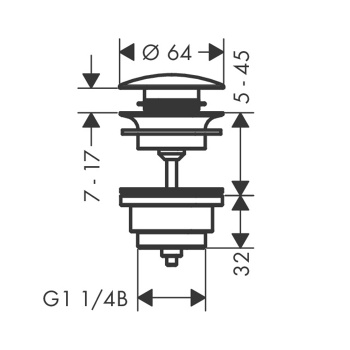 Набор для слива hansgrohe 50100340 push-open для раковины и биде, шлифованный черный хром