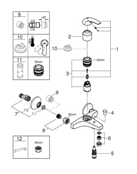 Смеситель для ванны Grohe BauCurve 23599000 хром