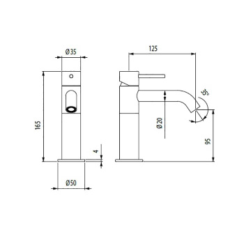 Смеситель для раковины Bossini Inox INZ006.075 нержавеющая сталь
