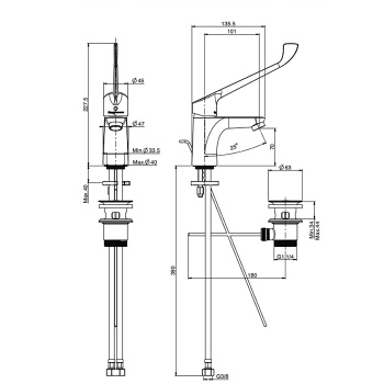 Смеситель для раковины Fima Carlo Frattini Collettivit F3831/LCCR.1.ES для лечебных учреждений, хром