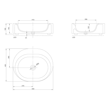 Раковина KNIEF Moon накладная 55х45х16 см с подсветкой цвет белый матовый. 0600-032-01