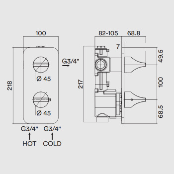 Bossini Apice Смеситель для душа, встраиваемый, термостатический, цвет: белый матовый Z035202.045