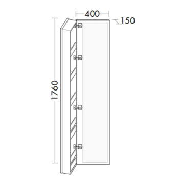 Burgbad Sys30 Шкаф 40х15х176cм., подвесной, 1 зеркало, 5 полок, Sx, цвет: белый глянцевый SPDH040L461