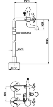 Напольный смеситель для ванны с душевым комплектом Cisal Arcana золото AC00420024