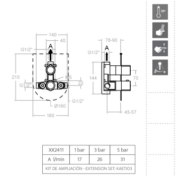 Смеситель для душа Ramonsoler Arola встраиваемый термостатический на 1 выход 262411S