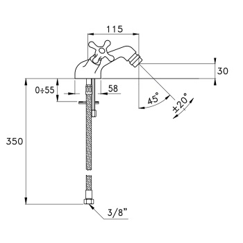 Смеситель для биде Stella Roma на 1 отверстие 3602, хром RM 00203 CR00