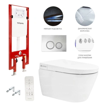 Унитаз с инсталляцией Tece Tecespring S955799 унитаз-биде с кнопкой смыва хром