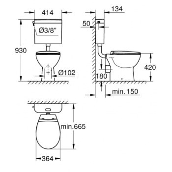 Унитаз напольный Grohe Bau Ceramic 39560000