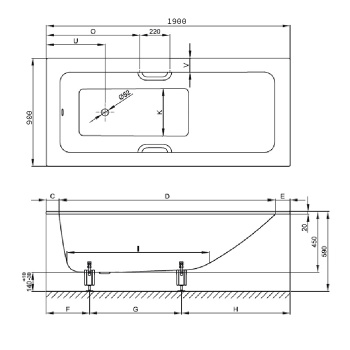 Стальная ванна Bette One 190x90 3324-000 AR