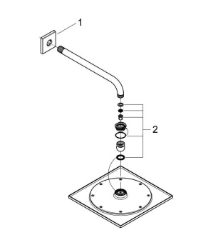 Верхний душ с кронштейном GROHE Rainshower F-series, 254х254 мм, хром 26060000