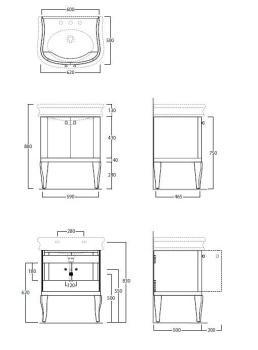 Тумба под раковину напольная Simas Lante LAM70 bi 60x75см белый
