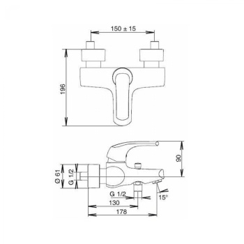 Смеситель для ванны с душем Jacob Delafon Nateo E71251-CP, хром хром