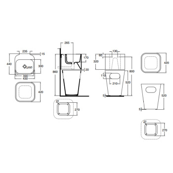 Раковина подвесная Azzurra Tandem 44х43см без отв. под смеситель, белая, TALP04443T00BI/(ULI200/1 bi)*0