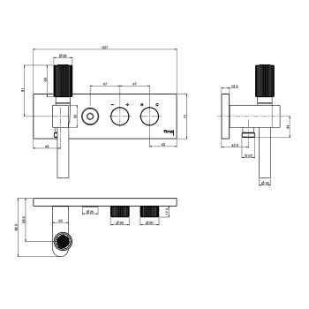 Смеситель для душа Fima Carlo Frattini Outdoor встраиваемый, 2 выхода с ручным душем, нержавеющая сталь F5979X2SINOX