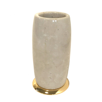 3SC Elegance Стакан настольный, цвет: мрамор botticino/золото 24к. Lucido EL03ABTGD