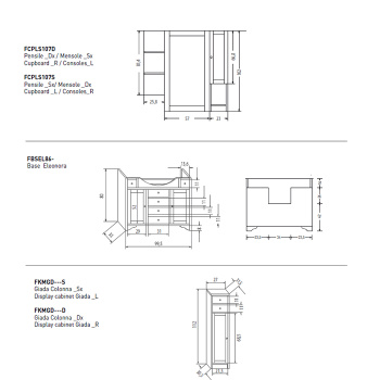 Зеркало в раме со шкафчиком Eban Eleonora Modular 107 cлева-SX и полочками справа 107x104h,без ручек, noce FCPLS107SNnoce*1