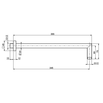 Держатель верхнего душа Fima Carlo Frattini Wellness 350, настенный монтаж, чёрный матовый F2538NS