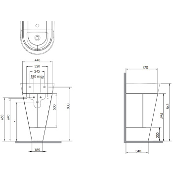 Тумба напольная для раковины Azzurra Forma 50, с 2 дверцами, 50х47х70, cement MBF 50 C