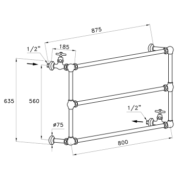 Полотенцесушитель водяной Stella Roma 800х560 хром RM 07000 CR00