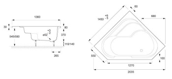 Акриловая ванна Jacob Delafon Bain-Douche 145x145 E6222RU-00
