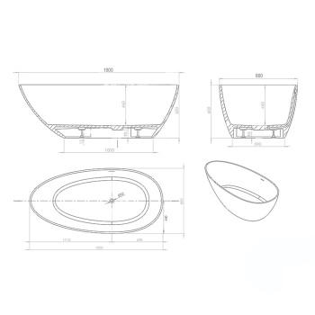 Ванна из искусственного камня KNIEF Grace 180x88 0600-701-01