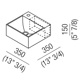 Раковина Agape Handwash 35x35x15, 1 отв., квадратная, с полочкой, белый ACER09951RZ *1